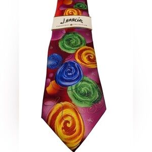 J. Garcia Men's Merry Christmas Neck Tie Swirling Balls of Color New with Tag